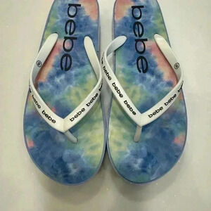 Bebe platform pastel flip flops size 8